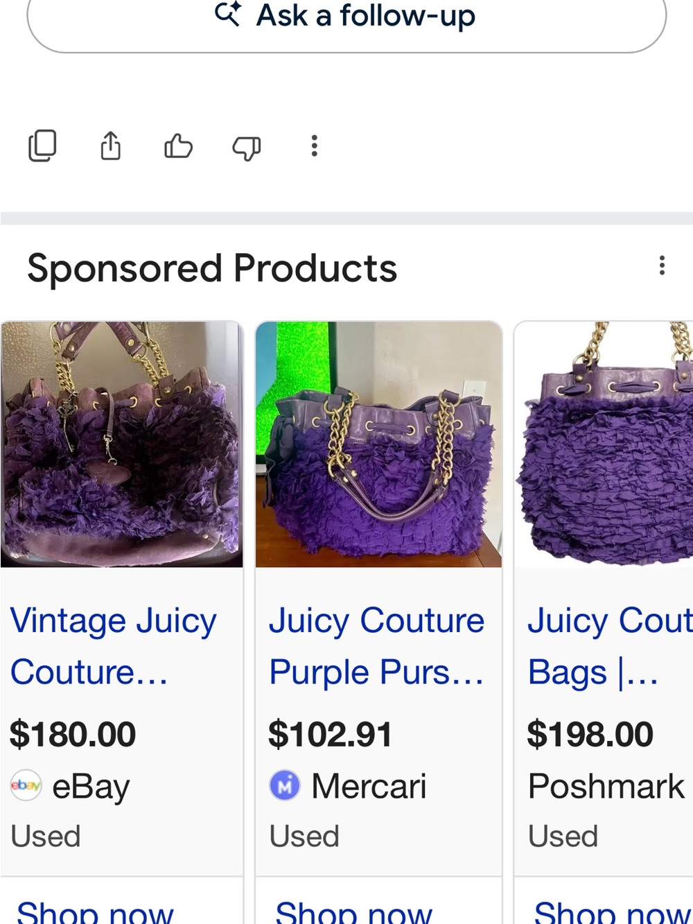 Juicy Couture Purple Ruffle Chain-Handle Shoulder Bag